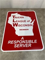 Tavern League of Wisconsin member metal sign