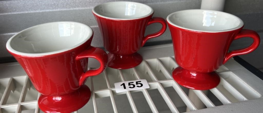 3 Red Hall Coffee Cups U233