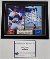 Signed Picture of Sandy Koufax /Willie Mays - COA