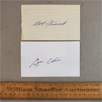 Signed Index Cards Bob Friend, Gene Clines