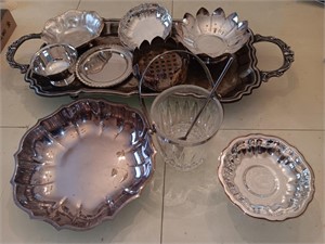 Silver plated items tray and more 12 pieces.