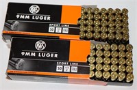 100 Rounds RUAG 9mm Luger Ammo