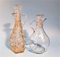 Vintage Olive Oil Jar & Pressed Glass Cruet