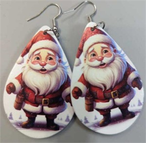 Two-sided Santa Claus or pink ribbon earrings
