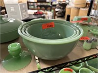 3 PC NESTING FIRE KING JADEITE GLASS MIXING BOWLS