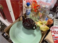 JADEITE PLATE, CHARACTER GLASSES ETC