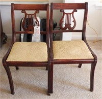 Lot #2117 - Pair of Mahogany lyre back side chairs