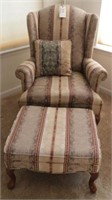 Lot #2114 - Upholstered Queen Anne wingback chair