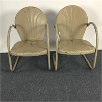 2 Retro Metal Lawn Chairs