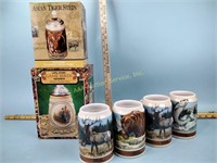 Collectible beer steins x6 incl. Budweiser,