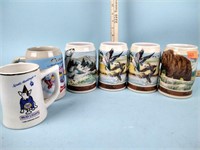 Collectible beer steins x6 incl. Budweiser,