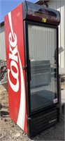 Coca-Cola cooler with glass door shelves not