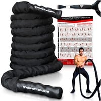 Pro Battle Ropes with Anchor Strap Kit and Exerci