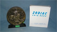 Aries Zodiac coin bank all cast metal with origina