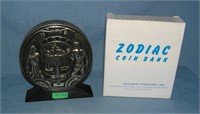Libra Zodiac coin bank all cast metal with origina