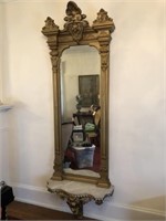 Antique Victorian Pier Mirror and Base