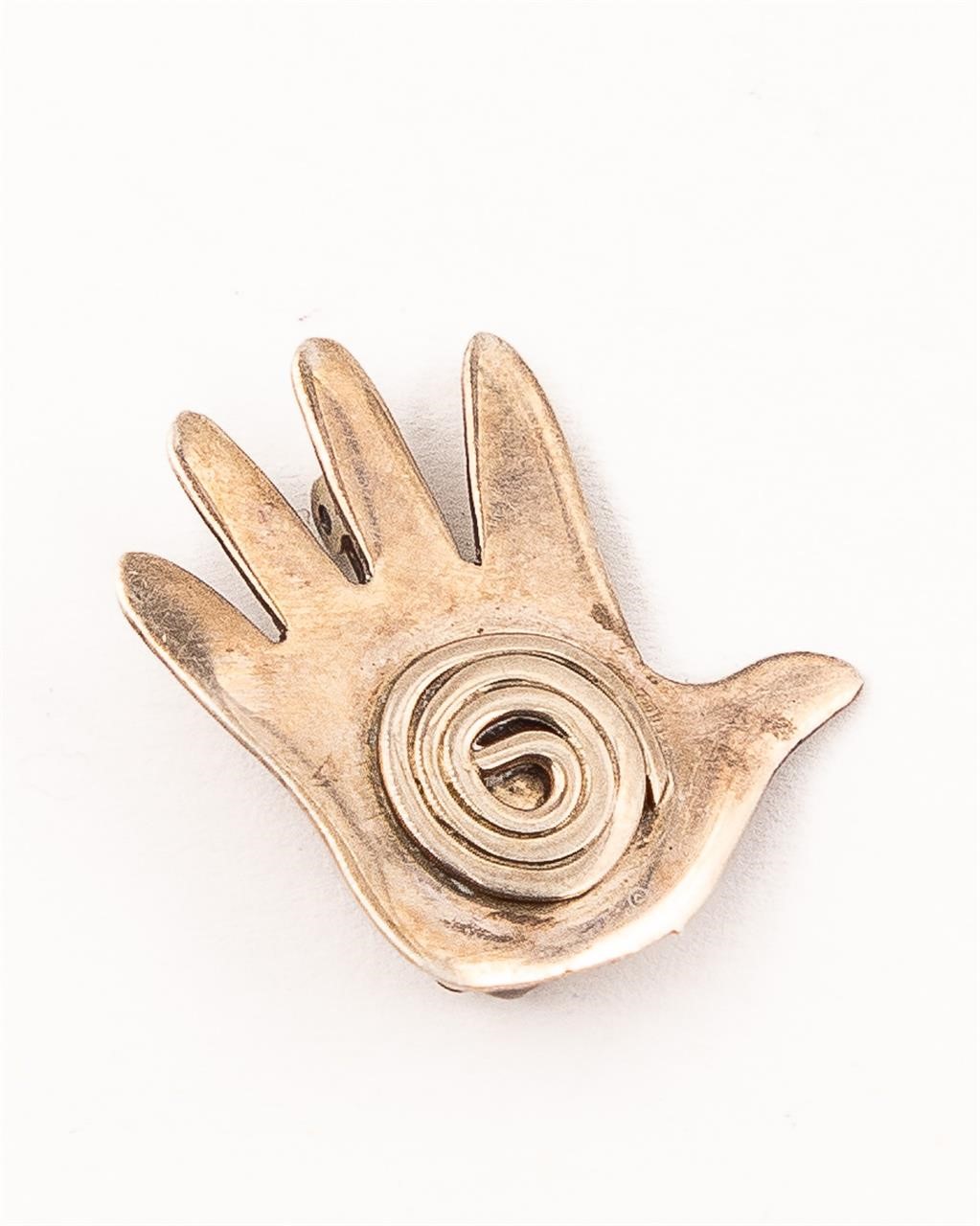 J Nelson Navajo Healing Hand Sterling Brooch Pin