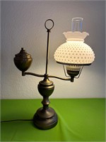 Vintage White Milk Glass Hobnail Table Lamp