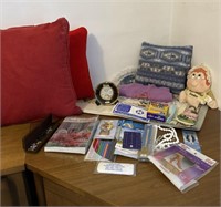 MISC LOT, PILLOWS, ROSARIES, MISC