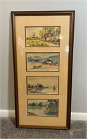 4 Watercolor Landscape Paintings Signed P. Mammel