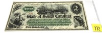Obsolete $2 1873 South Carolina bill,