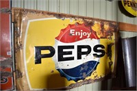 Single Sided Pepsi Tin Sign, 59" x 35"