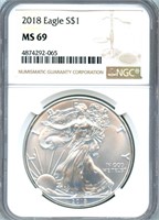 2018 Silver Eagle NGC MS-69