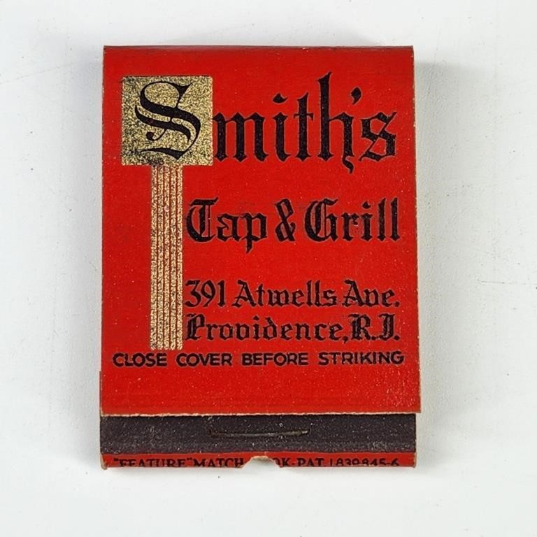SMITH'S TAP & GRILL ADV. FEATURE MATCHBOOK