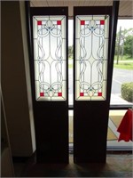 PAIR OF STAINED GLASS SIDE PANELS