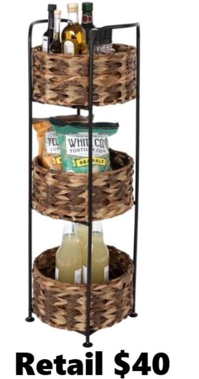 Seville Classics 3-Tier Storage Basket Tower