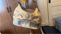 Coach white gold, rose badge, hobo purse