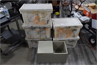 (5) Plastic Storge Boxes & Wooden Box