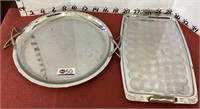 2 - STAINLESS STEEL SERVING TRAYS