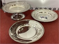 3 - MERIDAN SILVER PLATE TRAYS & FOOTED DISH