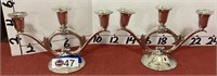 ROGERS THREE ARM CANDLE HOLDERS, Silverplate