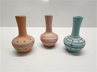 LOT OF 3 SOUTHWEST-THEMED MINI VASES