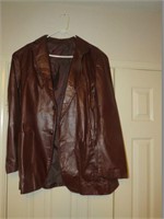 Gino Leathers Size L Leather Coat Wine Color