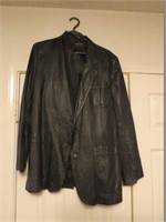Black Leather Coat- 44 Long