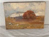 Oil on Canvas of Birds in a Field dated 1903