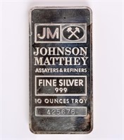 Coin 10 Ounce .999 Silver J&M Bar