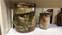 Two pieces of Joe Campbell  pottery, container