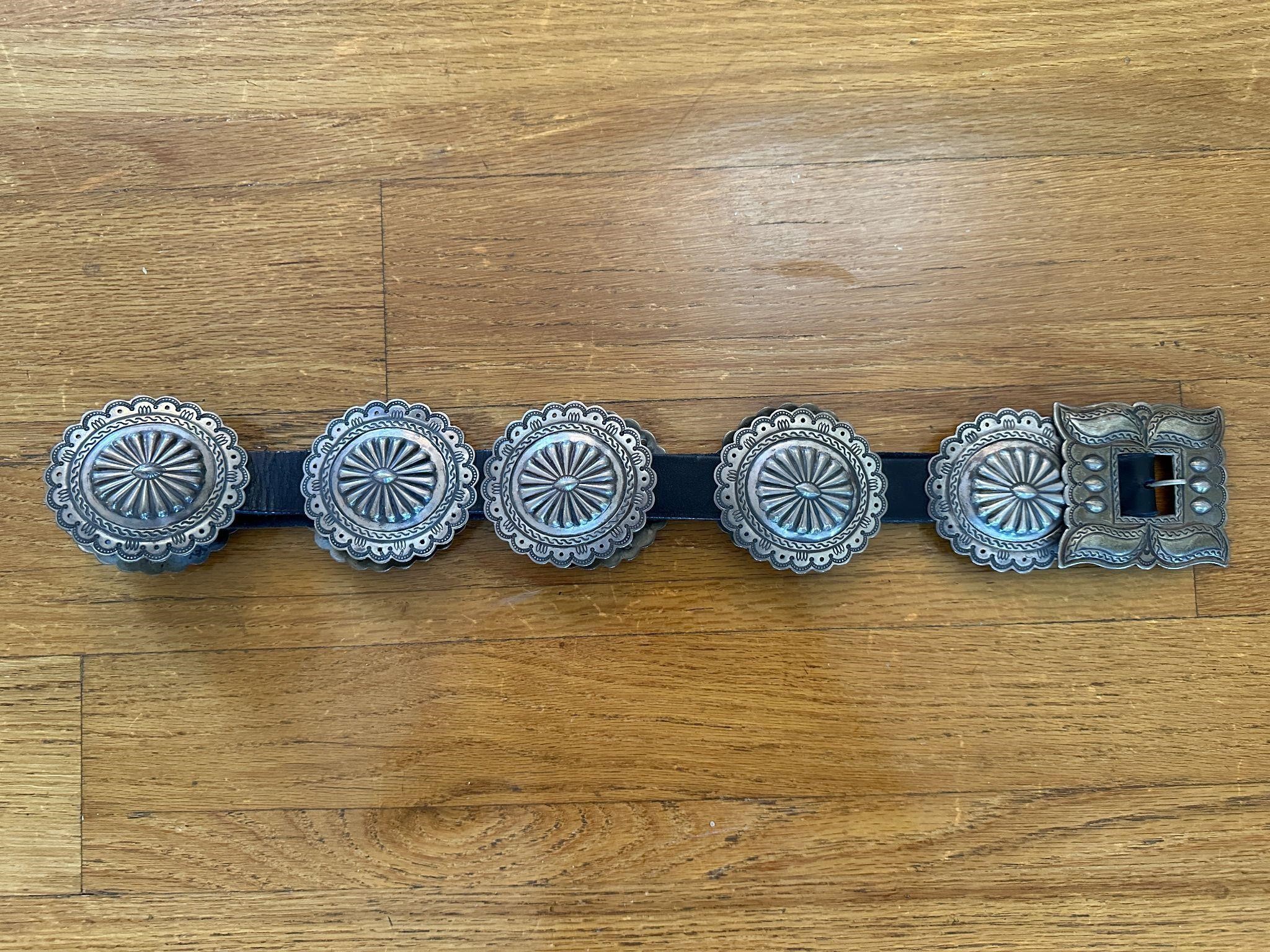 1920's Native American Big Sterling Conch Belt