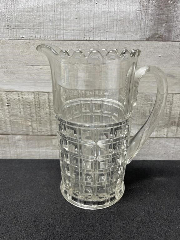 American Press Glass 7" Pitcher Waffle Pattern