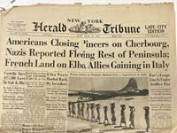 WWII 1944 New York Herald Tribune Original Vintage