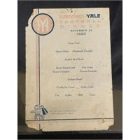 Rare 1920 Harvard/yale Football Dinner Program