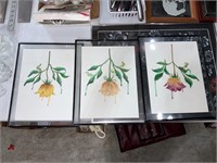 set of 3 hobbyist paintings on paper