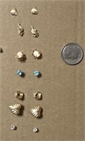 7pr 14k gold earrings hearts seahorses cameos mo