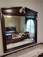 Pretty wooden beveled mirror, 42x48 in