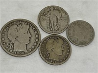 4 Old Coins - 3 Silver 1906, 07, 08, 28 As Shown