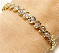 7" 10K Y Gold & Diamond Tennis Bracelet 7.7g